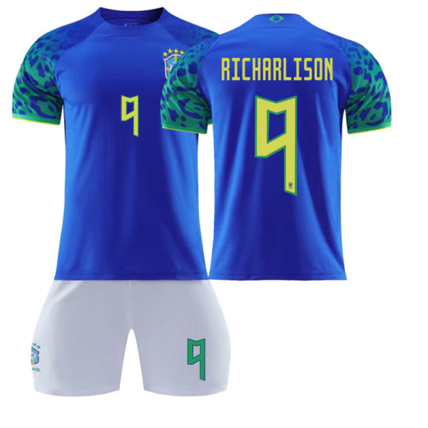 22-23 Brasilien ude blå nr. 20 Vinicius 10 Neymar 18 Jesus trøjesæt fodbolduniform 2223 Brazil away number 9 #XS