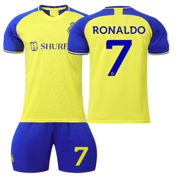 22-23 Riyadh Victory Koti C Ronaldo No. 7 Jersey Jalkapallopuku Saudi-liiga Painettu Numero Sukilla Size 7 with socks + protective gear #XS