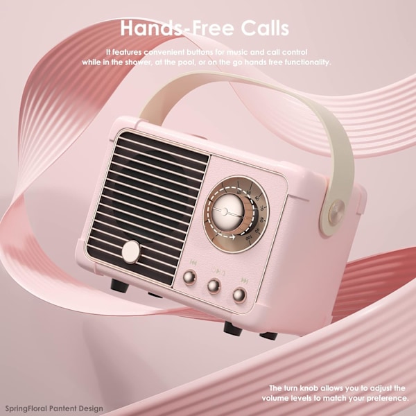 Retro Bluetooth-kaiutin, Langaton Vintage Pieni Kaiutin, Hands-Free Puhelut, 400mA Akku, TF-kortti, Aux-liitäntä, Kannettava Kaiutin iOS- ja Android-älypuhelimille