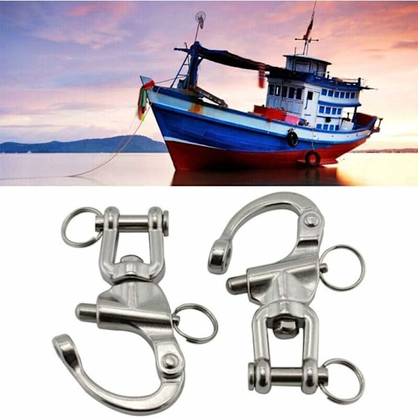 Svingbar Snap Hook 2-pakning Svingbar Snap Hook 316 Rustfritt Stål Hurtigkoblinger Hurtigkoblinger Snap Hooks for Seilbåter Drop Boat Tilbehør (70mm)