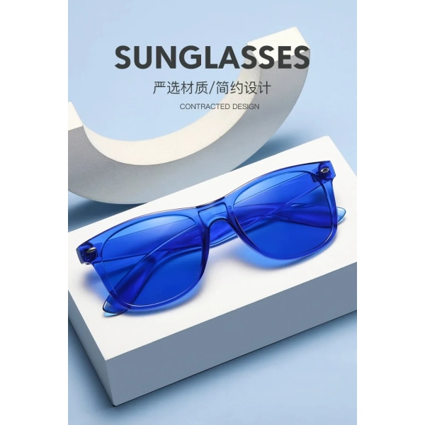 UV400 ylelliset unisex-aurinkolasit läpinäkyvät karkkiväriset lasit mainos yksityinen etiketti aurinkolasit Blue Cheap