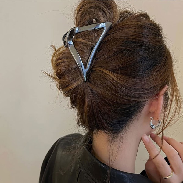 Silver Hårklämma Metall Klo Clip Geometrisk fransk hårspänne Elega