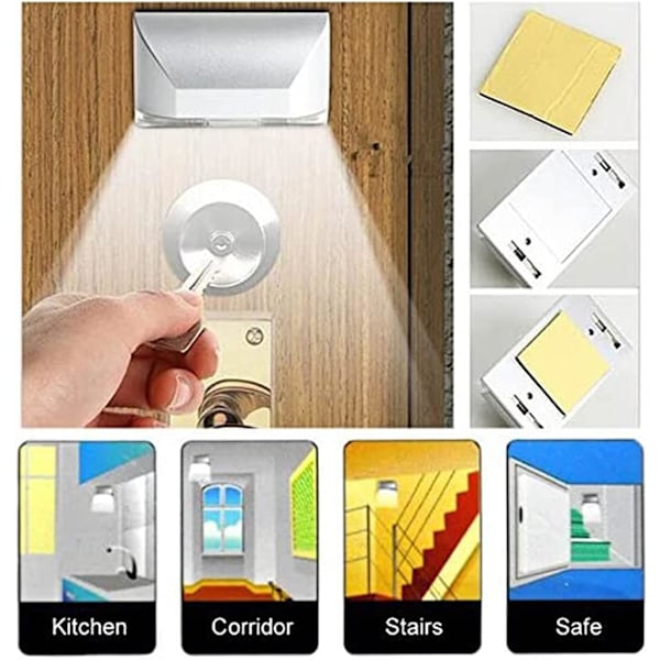 Nøkkelhulllampe Batteridrevet PIR Infrarød Trådløs Automatisk Sensor Bevegelsesdetektor Dør Nøkkelhull Med 4 LED-lamper Kranlampe LED Nøkkelhull/Dør Lås