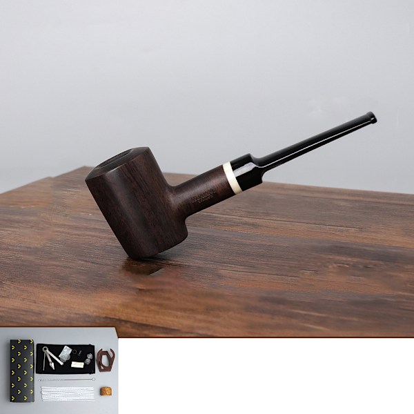 (wgac0026) [Rør] + [Ti-delt sæt] Ibenholt Træ Rygning Pibe Lomme