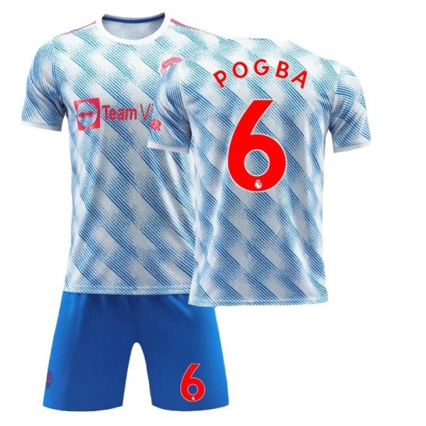 21-22 sæson Red Devils hjemme nr. 7 C Ronaldo blå trøje dragt fodbolduniform nr. 6 Pogba Size 18 with socks 16#