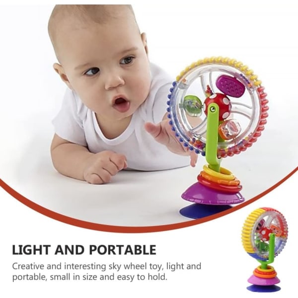 Baby Ferris Wheel - Baby Roterande Skallra med Sugkopp Tidig Utveckling Skallror Leksak Pariserhjul Form Barnstol Handhållen Leksak