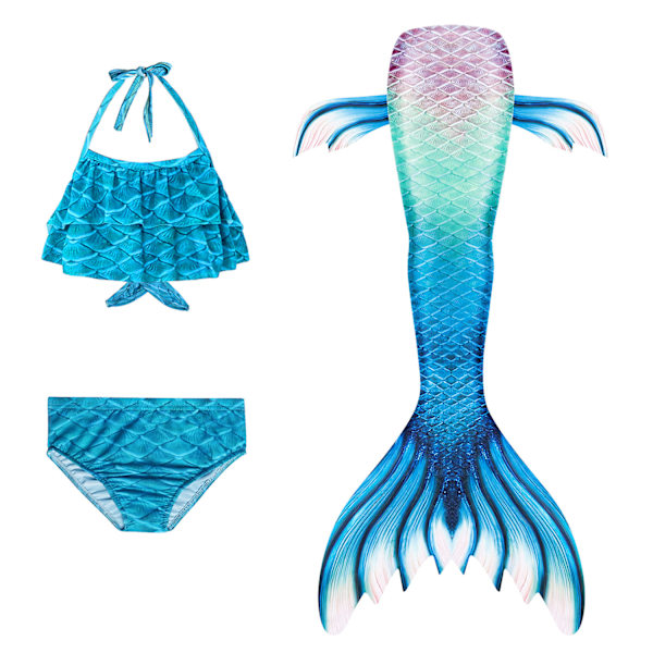 3-piece set girls mermaid tail bikini swimwear set STYLE 1