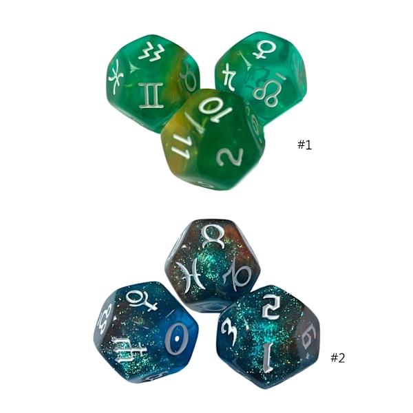 3x/ Set 12-sidiga astrologiska tärningar - akryl konstellations tärningar - flerfärgade - akryl tärningar - för konstellations spådom 0.03 1