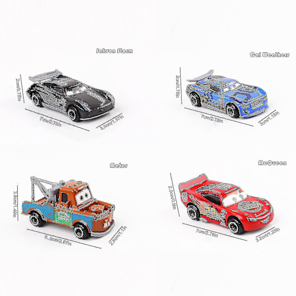 6 st bilar Cars 3 Lightning Mcqueen Jackson Storm Mack Uncle Truck Metallbilmodell Leksak Present