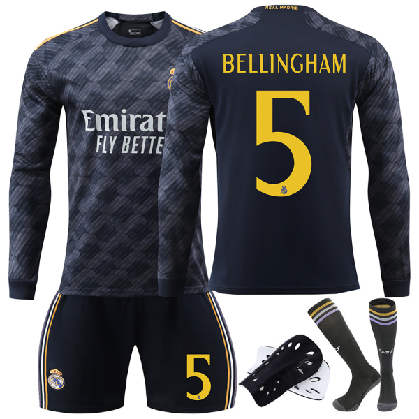 23-24 Real Madrid långärmad fotbollströja nr 7 Vinicius 5 Bellingham 11 Rodrigo 7 Ronaldo tröjset No. 5 with socks Children's size 26