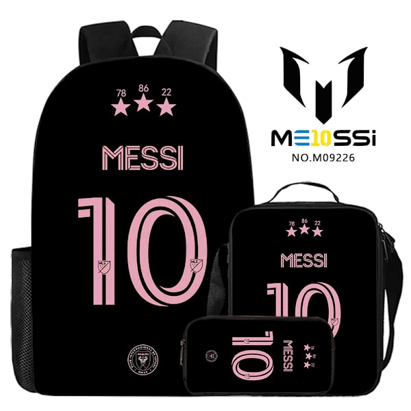 3-delt sæt fodboldstjerne Messi perifer rygsække, skoletasker til elever i grundskolen og gymnasiet, digitalt trykte campus rygsække style 6