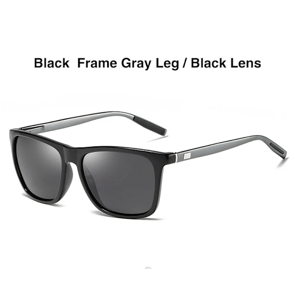AORON Polariseret Solbriller Herre Klassiske Kvadratiske Solbriller UV400 Spejl Aluminium Ben Briller Sort Grå -Bl Black Gray - Black Package 1