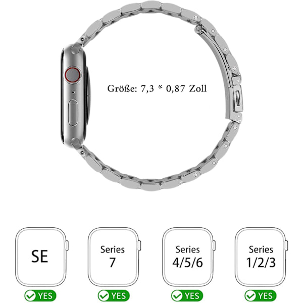 Kompatibla Apple Watch-armband 38mm 40mm 41mm Rostfritt stål iWatch-armband för Apple Watch Series 7/6/5/4/3/2 38mm 40mm 41mm