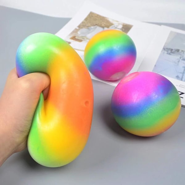 Regnbue Stressball 2-pakning - Anti-stress Sensoriske Baller, Ikke-giftig
