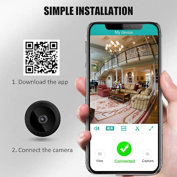 Paket med Mini Wifi-kameror, Trådlösa Kameror med Ljud och Video Live Feed, Hd 1080p Hem