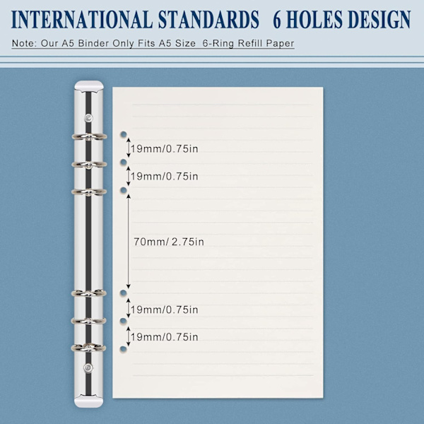 Læder A5 Ringbind Planner Notebook Planner med Magnetisk Spænde (Indvendigt Papir Ikke Inkluderet)-Blå Blue
