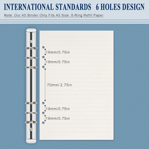 Läder A5 Ringpärm Planner Notebook Planner med Magnetlås (Inre Papper Ingår Ej)-Blå Blue