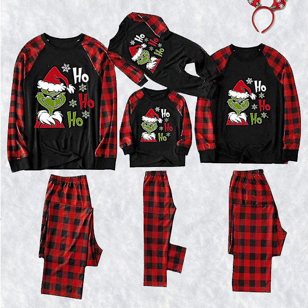 Joulupukki Grinch -Pyjamat Aikuisten ja Lasten Perheelle - Matchivat Yöpuvut Pyjamasetti stmfz01169 Mom-S