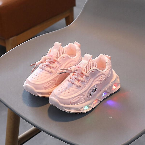 Jenter Gutter Småbarn Lysende Trenere Sko Barn Led Lys Opp Flash Sneakers Størrelse Rosa Pink Size 21 inside length 13cm