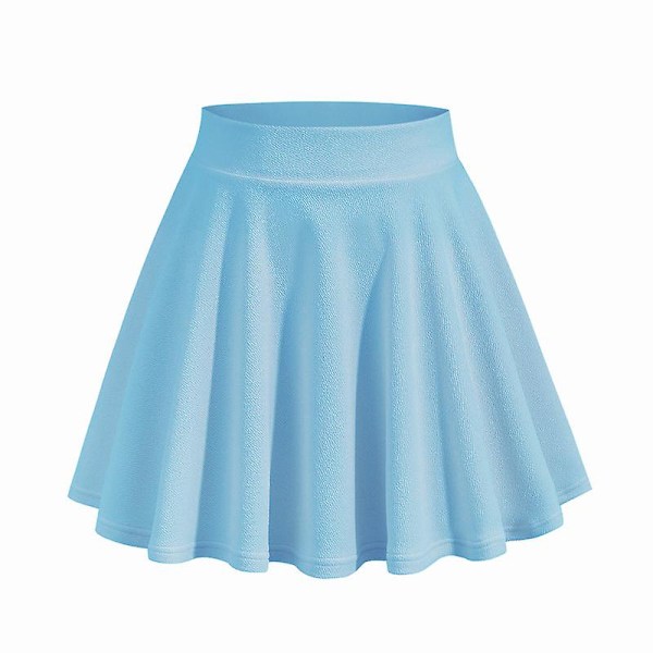 Kvinnors stretchiga utsvängda casual miniskaterkjol Blue M