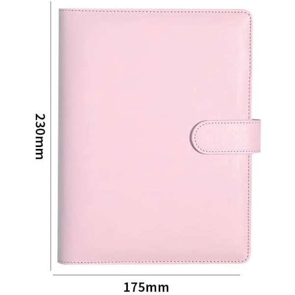 Läder A5 Ringpärm Planner Notebook Planner med magnetlås (Inre papper ingår ej) - Rosa Pink