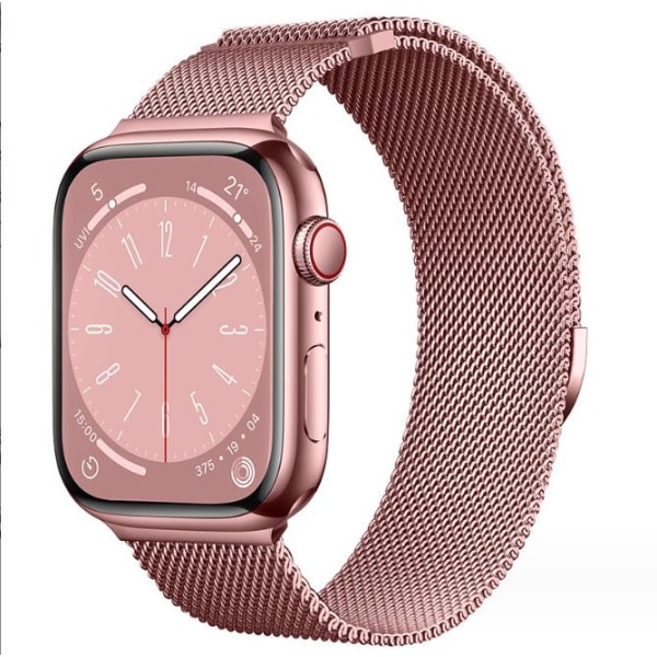 Milanese-silmukka rem Apple Watch -rannekkeelle 44mm 40mm 45mm 49mm 41mm 38mm 42mm 44mm Armband iwatch Series 9 3 6 5 SE 7 8 Ultra 2 starlight - pink gold pink gold 38mm/40mm/41mm