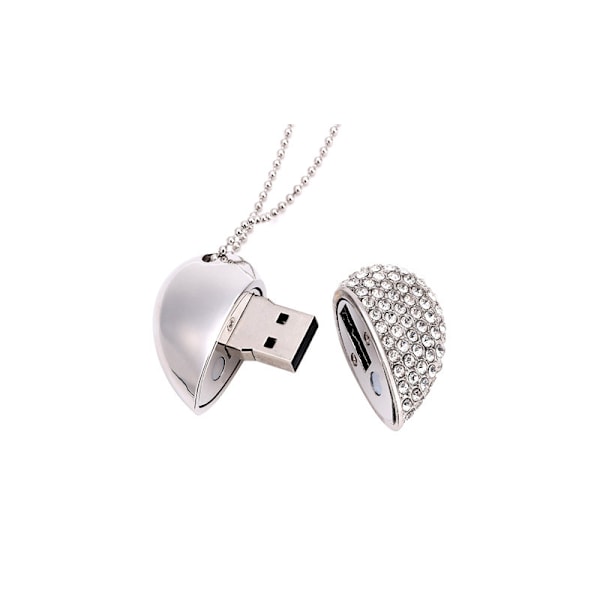 Hjerteformet Diamant USB Flash Drive (Sølv 32GB), Avanceret Hjerte Diamant Højhastigheds USB 3.0 Flash Data Lagringsenhed Memory Pen Flash Drive