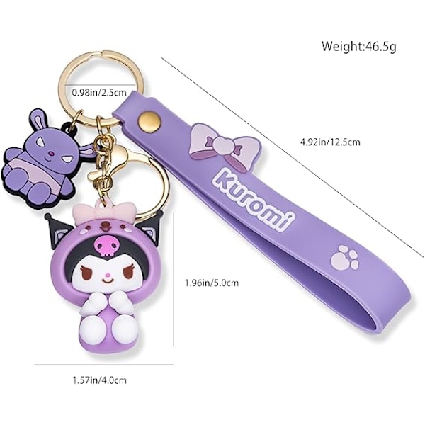 Sööt Kawaii Avaimenperä Anime Cartoon kawaii Avaimenperä Ripustus Autoreppuihin Tarvikkeet Korut, 2kpl, Kuromi ja Cinnamoroll
