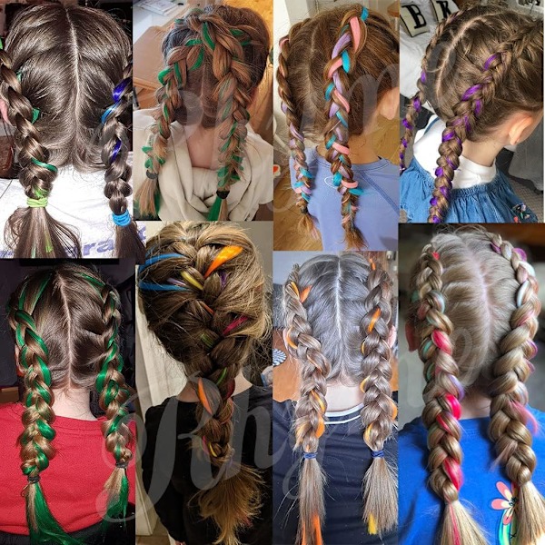 Regnbågshår Extensions, Färgat Hår, Clip-In/On Extensions