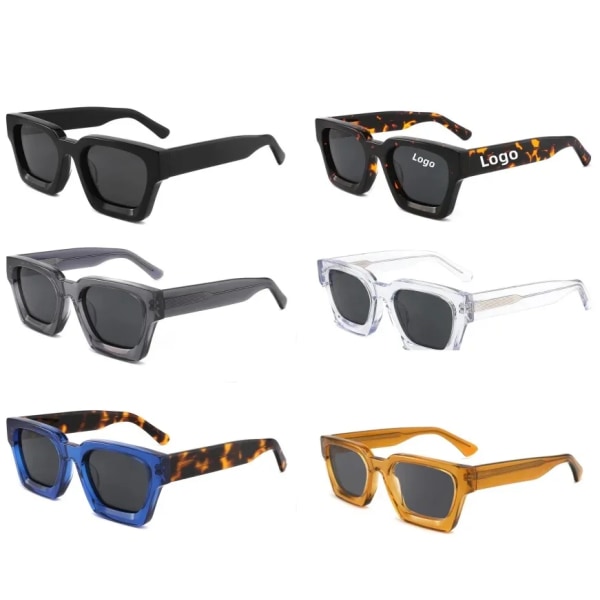 Högkvalitativa fabrikstillverkade 2024 italienska lyxiga acetatsolglasögon handgjorda tjocka fyrkantiga anpassade metall logotyp polariserade acetatsolglasögon 2 As shown in figure
