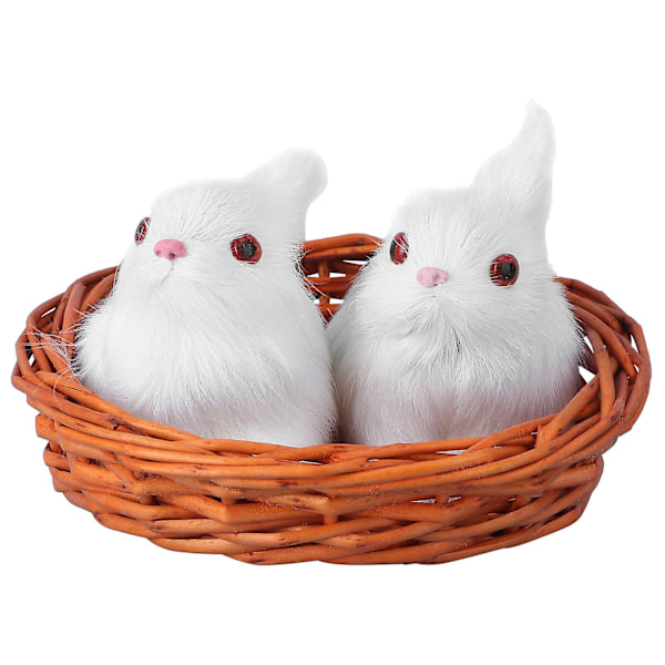 1 Set Easter Bunny Ornament Simulation Rabbit Home Desk Layout Decor (White)（13x12cm，White）