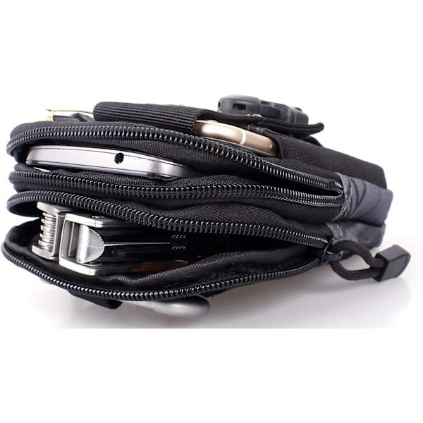 Kompakt verktygsbältesväska, militär armé EDC-väska midjeväska, för sport vandring camping black python