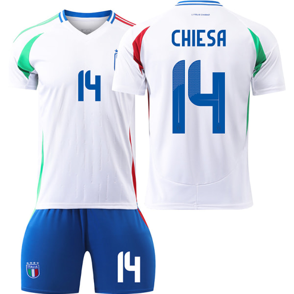 24-25 Italiensk fodboldtrøje nr. 14 Chiesa 18 Barella 3 Dimarco EM-trøjesæt Home No. 14 Size M