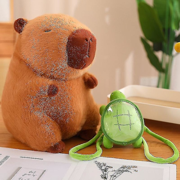 Sittande sköldpadda bak capybara docka vatten delfin plysch leksak capybara kudde docka 25CM