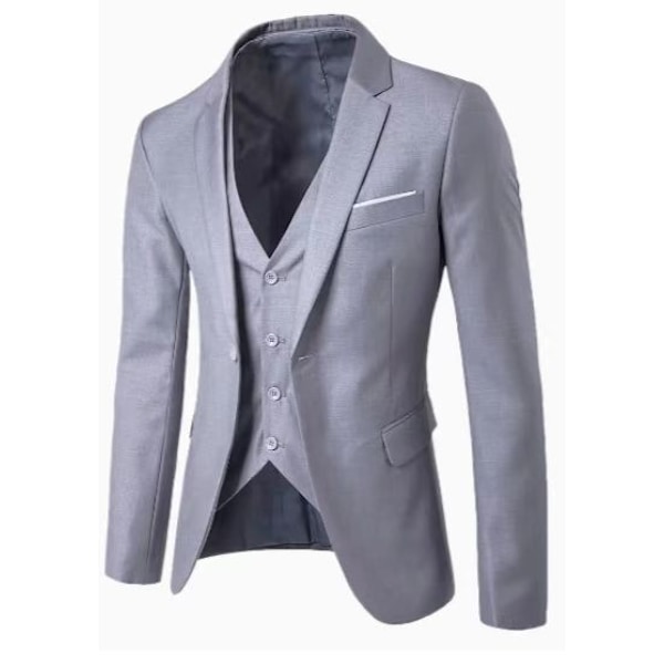 Miesten rento kolmiosainen puku vaaleanharmaa Light Grey M