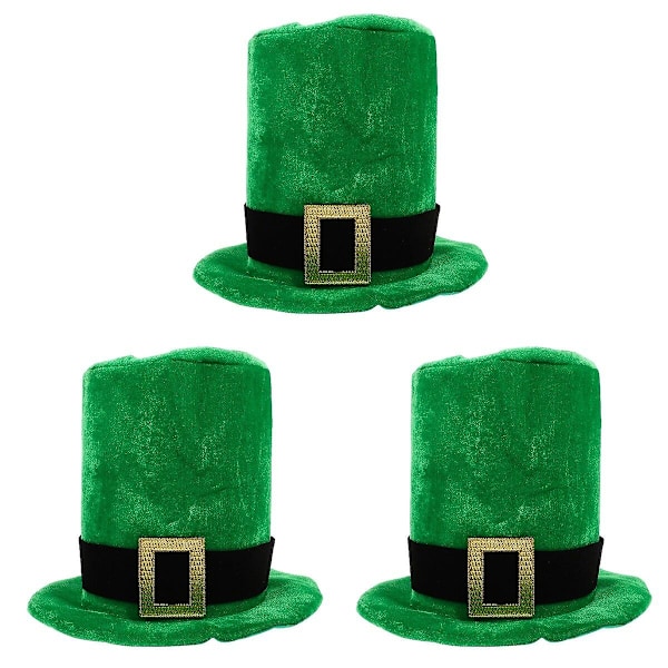 3 stk. St. Patricks Day Hatte Grønne Hatte Party Sceneoptræden Hatte Fløjlshatte 3 stk 31X24CM 3 stk 3 pcs 31X24CM