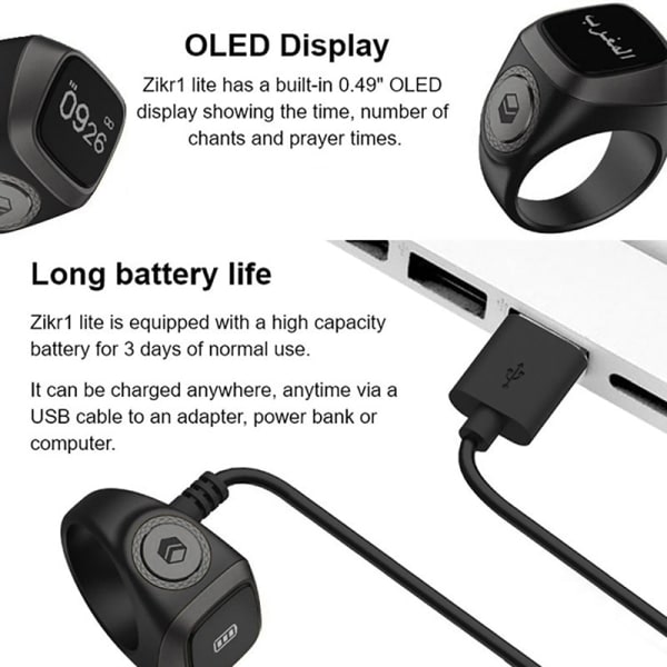 Smart Tasbih Tally Counter Ring for Muslims Zikr Digital Tasbee
