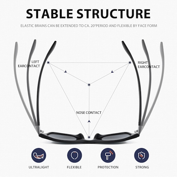 Solbriller Mænd Unisex Polariseret Solbriller Sort Anti-Glare Linser Klassisk Ultra Let Firkantet Kørsel Vandring Golf Fiskeri Black