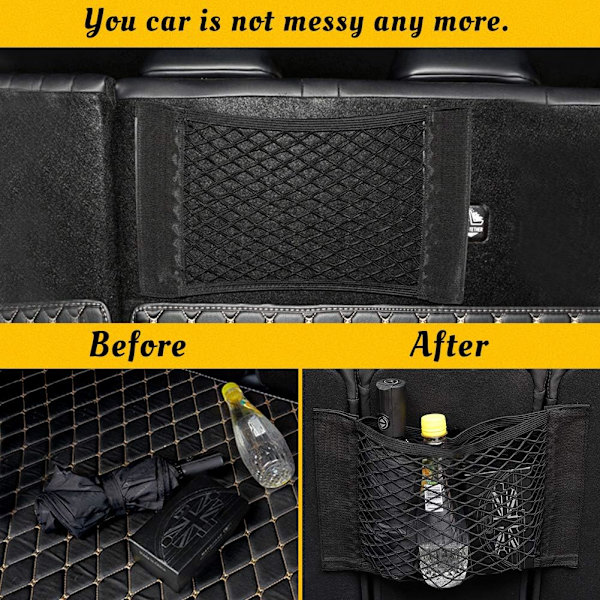 Opbevaringsnet, 2 stk. Bilopbevaring Mesh Bag Organizer til flasker Gro