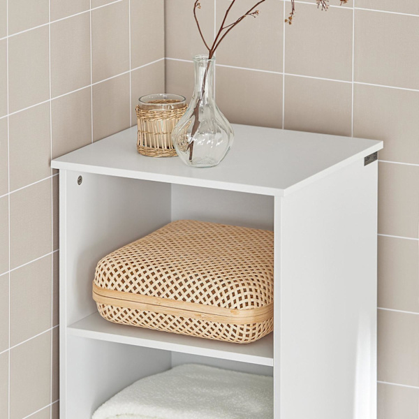 SoBuy Højskab med hylder Badeværelsesskab Badeværelsesmøbler BZR17-W W White Tall cabinet