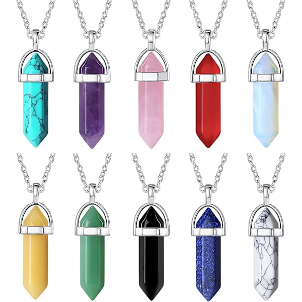 10 kpl kristalli kaulakorut parantava ametisti kristalli karneoli chakra kaulakoru paha silmä kaulakoru vintage hippi wiccan boho ruusukvartsi kuu aurinko korut B