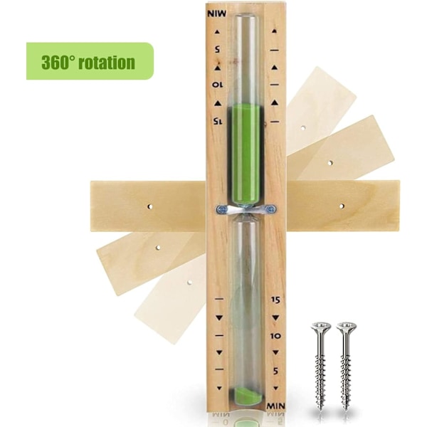 Sauna-timeglas med 15 minutters timer, varmebestandig, sandgrøn