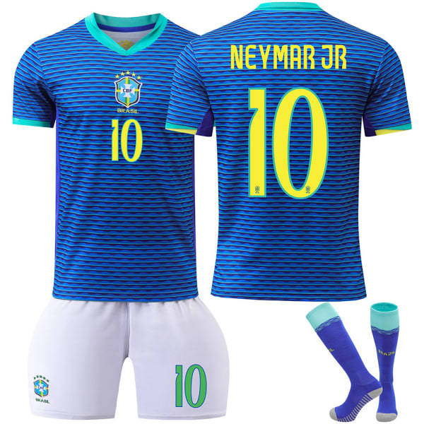 24-25 Brasilien borta fotbollströja nr 10 Neymar 7 Vinicius 9 Charlesson vuxen barn tröja set No size socks 24 yards