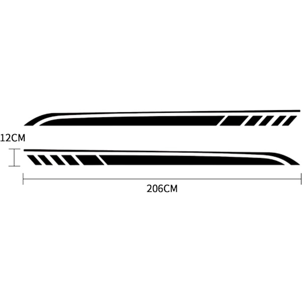 (Sort) Sports Racing Stripe Bil Karosseri Dør Side Stripe Stickers