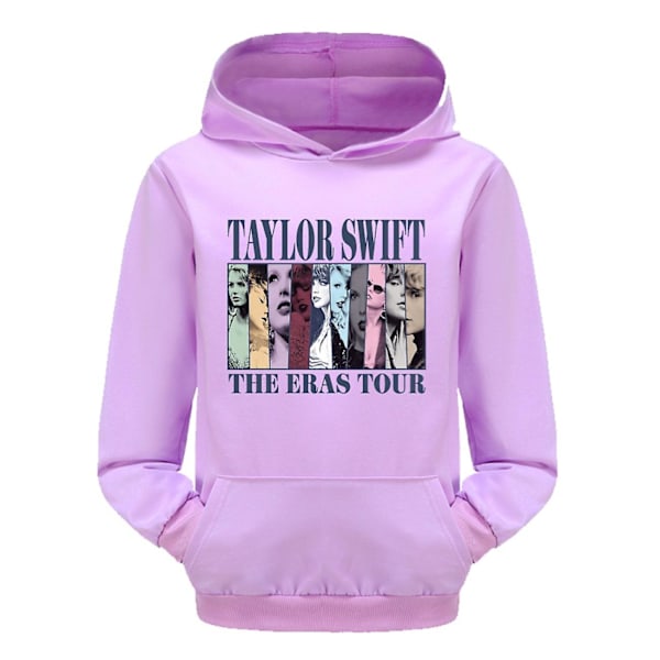 3-16 år barn Pop Taylor Swift The Eras Tour trykt hættetrøje piger drenge hættetrøje pullover toppe Lilla