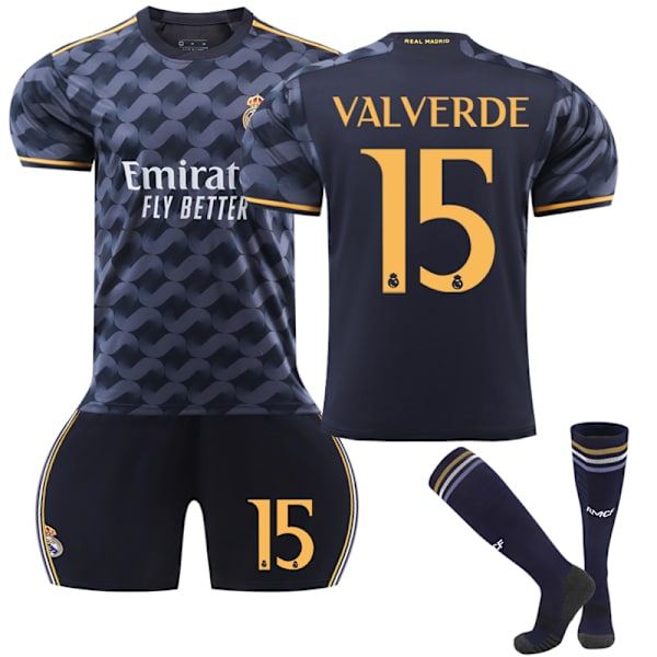 2023-2024 Real Madrid Børneudebanefodboldtrøje nr. 15 Valverde nr. 15 no. 15 26