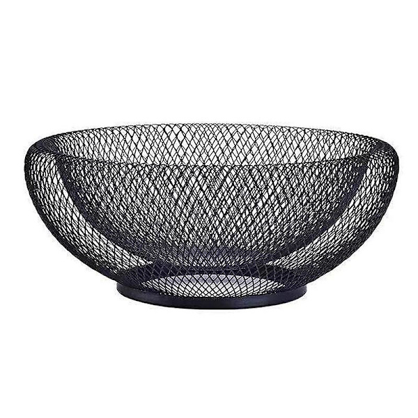 Hedelmäkori metalliverkolla keittiötasolle, musta koristeellinen pöytäkoriste