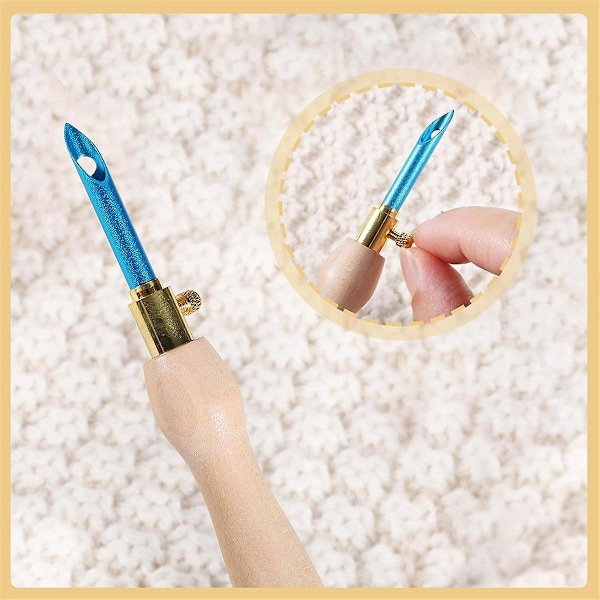 23-dels Punch Needle-set, Trästickningsset Justerbar För Vuxna Nybörjare Broderi Ace Shown