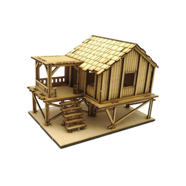 3D Wooden Puzzle 1/72 Wooden Cabin for Architecture Model Sand Table Diorama Style A