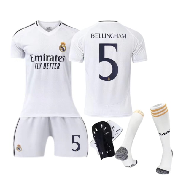 -Real Madrid hjemmebanetrøje 24-25 børne- og voksenfodboldsæt No socks size 10 26